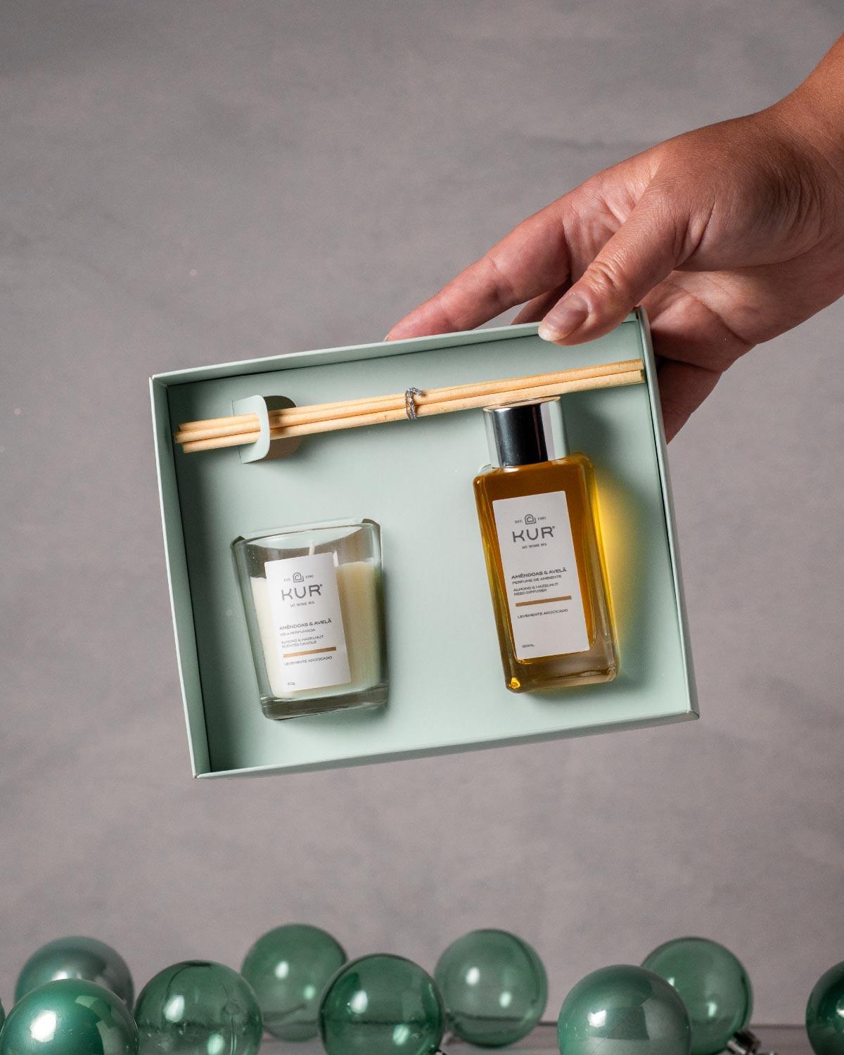 Caixas Kur My Home Spa com difusor, óleo essencial e vela